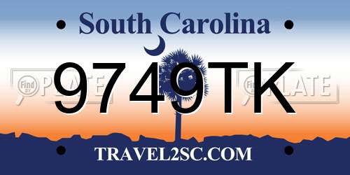 9749TK South Carolina License Plate