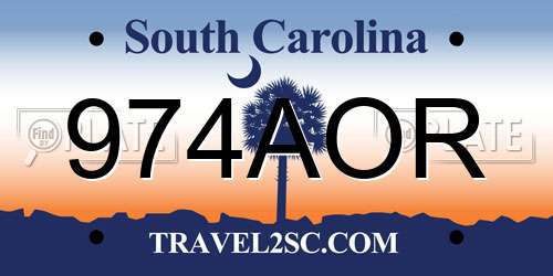 974AOR South Carolina License Plate