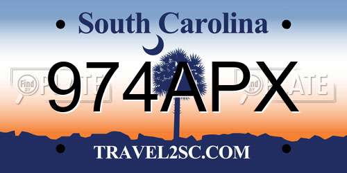 974APX South Carolina License Plate