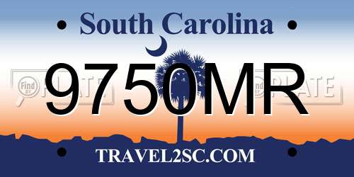 9750MR South Carolina License Plate