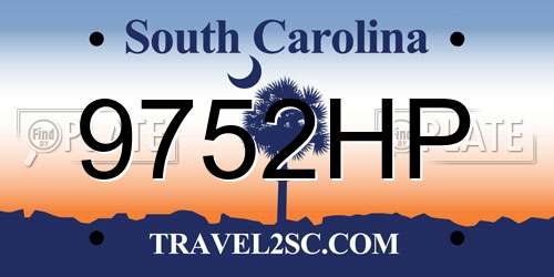 9752HP South Carolina License Plate