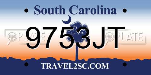 9753JT South Carolina License Plate
