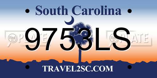 9753LS South Carolina License Plate