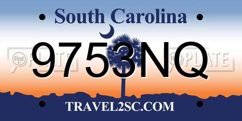 9753NQ South Carolina License Plate
