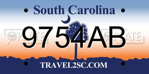 9754AB South Carolina License Plate