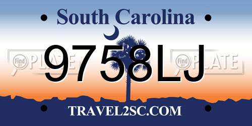 9758LJ South Carolina License Plate