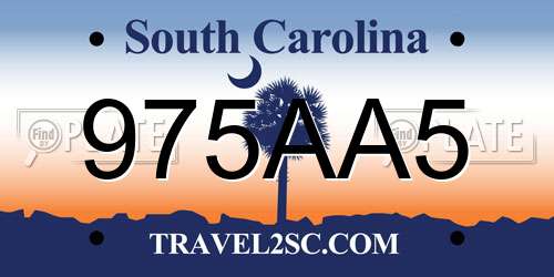 975AA5 South Carolina License Plate