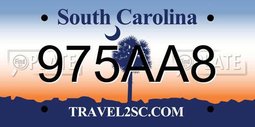 975AA8 South Carolina License Plate
