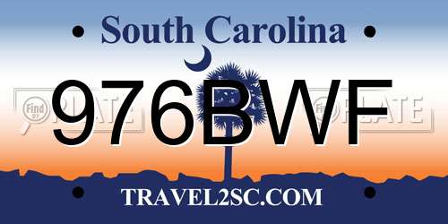 976BWF South Carolina License Plate