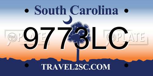 9773LC South Carolina License Plate