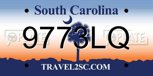 9773LQ South Carolina License Plate