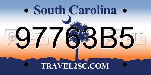 97763B5 South Carolina License Plate
