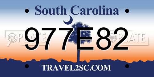 977E82 South Carolina License Plate