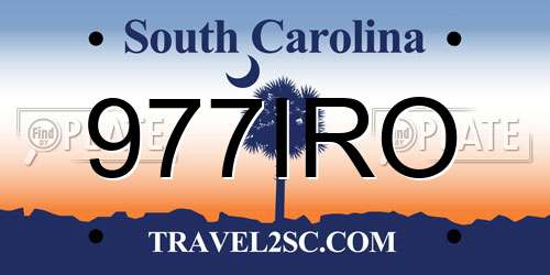 977IRO South Carolina License Plate