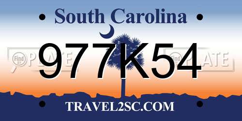 977K54 South Carolina License Plate