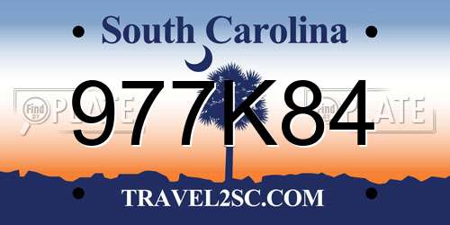 977K84 South Carolina License Plate