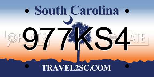 977KS4 South Carolina License Plate