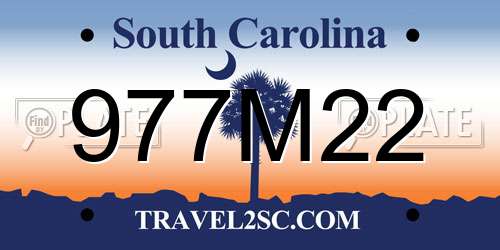 977M22 South Carolina License Plate