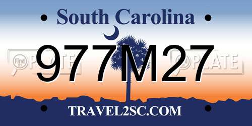 977M27 South Carolina License Plate