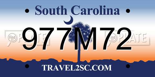977M72 South Carolina License Plate