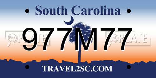 977M77 South Carolina License Plate