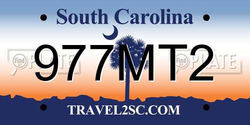 977MT2 South Carolina License Plate