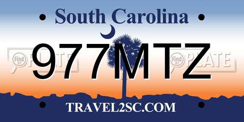 977MTZ South Carolina License Plate