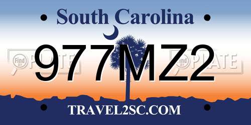 977MZ2 South Carolina License Plate