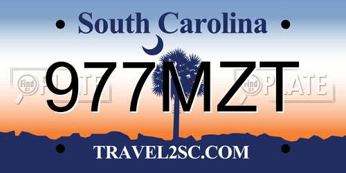 977MZT South Carolina License Plate