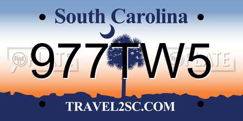 977TW5 South Carolina License Plate