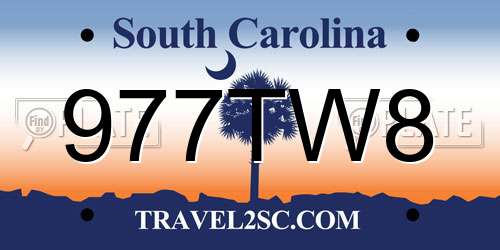 977TW8 South Carolina License Plate