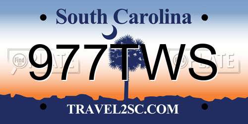 977TWS South Carolina License Plate
