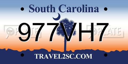 977VH7 South Carolina License Plate