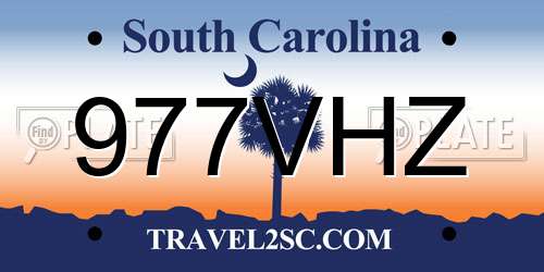 977VHZ South Carolina License Plate