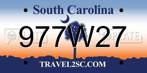 977W27 South Carolina License Plate
