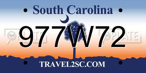 977W72 South Carolina License Plate