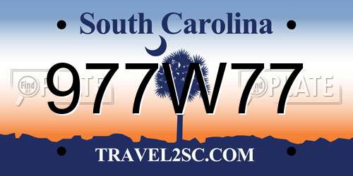 977W77 South Carolina License Plate