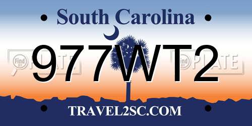 977WT2 South Carolina License Plate