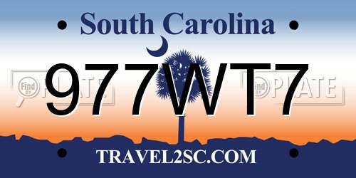977WT7 South Carolina License Plate