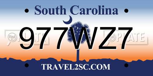 977WZ7 South Carolina License Plate