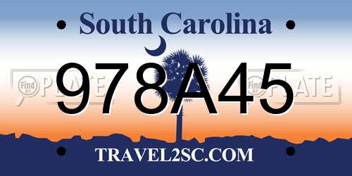 978A45 South Carolina License Plate
