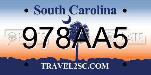 978AA5 South Carolina License Plate