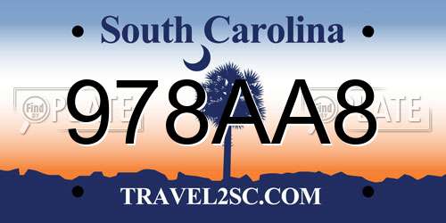 978AA8 South Carolina License Plate