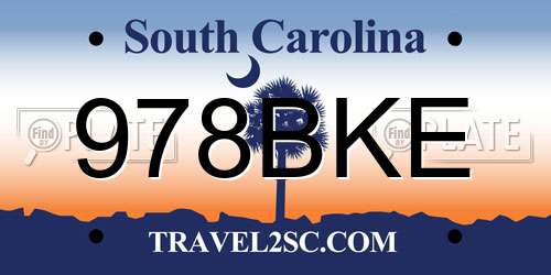 978BKE South Carolina License Plate