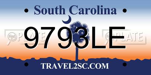 9793LE South Carolina License Plate