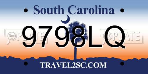 9798LQ South Carolina License Plate
