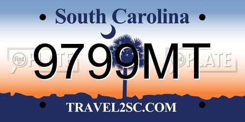 9799MT South Carolina License Plate
