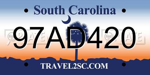 97AD420 South Carolina License Plate