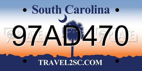97AD470 South Carolina License Plate