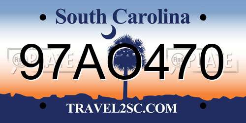 97AO470 South Carolina License Plate